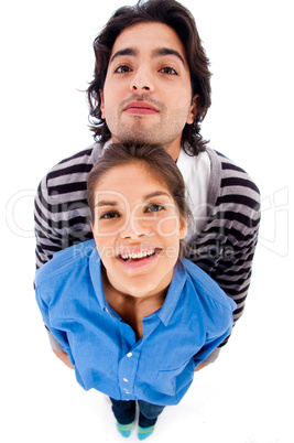 Close view of young couple standing