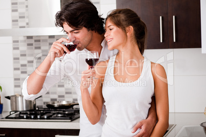 honeymoon couple drinking wine