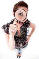 woman with magnifier