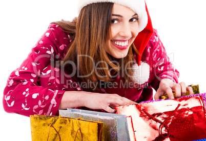 lady opening christmas gifts