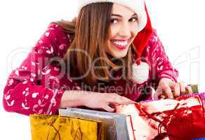 lady opening christmas gifts