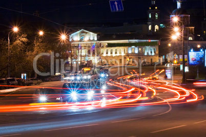 Night road and lights