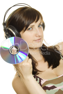 Woman listening to music and singing