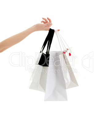 hand with shopping bags