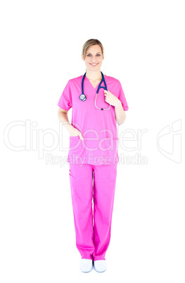 Self-confident female doctor smiling at the camera