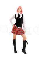lovely schoolgirl with pink hair