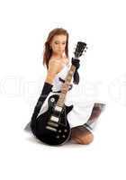 lovely girl with black guitar