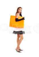 elegant lady with orange shopping bag