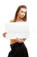 lovely girl holding blank sign board