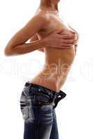 topless girl in blue jeans torso #3