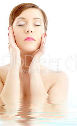lovely woman washing face
