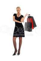 shopping blond in black dress #3