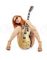 lovely redhead with golden guitar