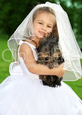 little bridesmaid with cute dog
