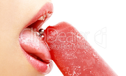 ice-cream, lips and tongue
