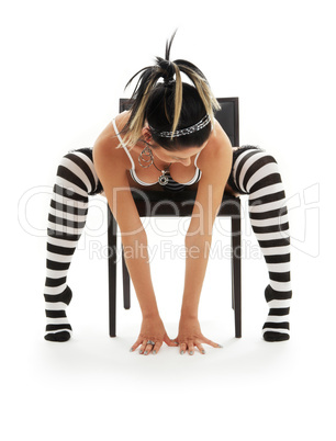 striped underwear girl in chair