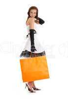 elegant lady with orange shopping bag #3