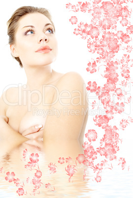 clean lady in water with flowers #2
