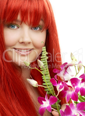 lovely redhead with orchid