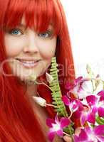 lovely redhead with orchid