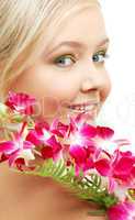 lovely blond with orchid