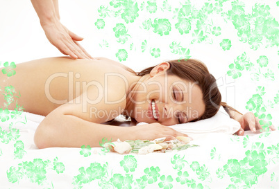 happy massage with green flowers