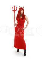 red devil girl in latex boots