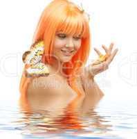 butterfly girl in water