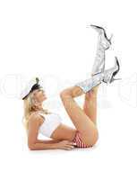 pin-up image of lovely blond in sailor cap