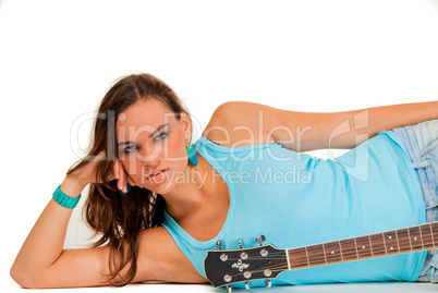 Female musician lying down