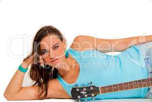 Female musician lying down