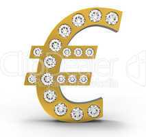 Golden CG Euro symbol incrusted with diamonds