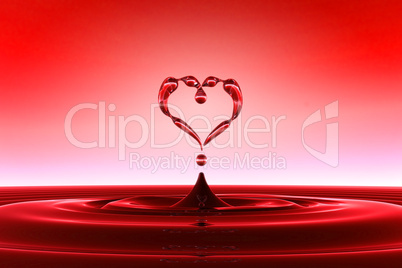 Heart shaped red water drops