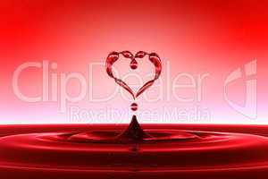 Heart shaped red water drops