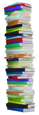 Education and wisdom. Tall heap of hardcovered books