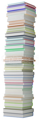 Education and knowledge. Tall heap of hardcovered books