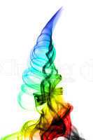 Abstract colored fume swirl on white