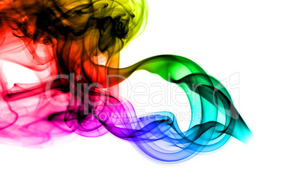 Abstract colorful fume pattern on white