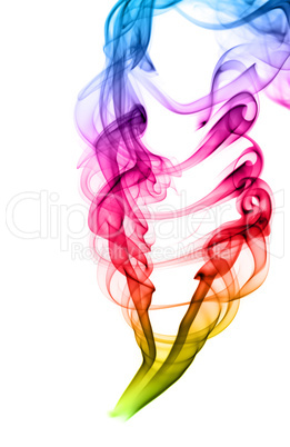 Colored puff of abstract fume on white