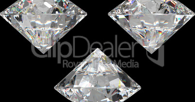 Three different side views of large diamond
