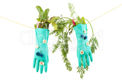 Conceptual photo with gloves