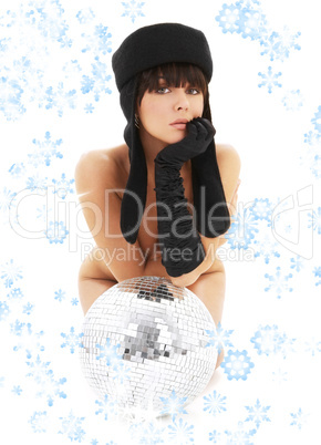 glitterball girl with snowflakes