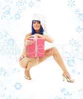 santa helper girl on high heels with snowflakes #3