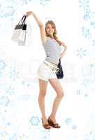 blond with shopping bags and snowflakes#2