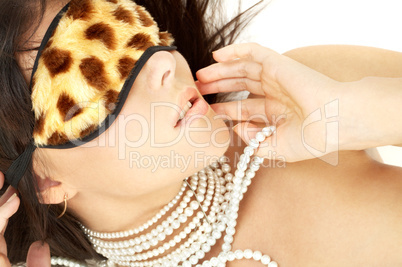pearls and leopard mask