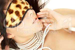 pearls and leopard mask