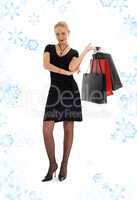 shopping blond in black dress with snowflakes #3