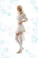 blond with shopping bag and snowflakes