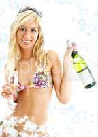 wine girl with snowflakes
