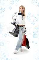 shopping teenage girl with snowflakes